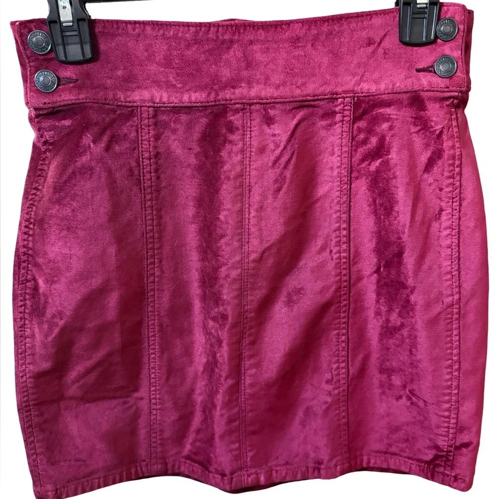 NWT Free People Velvet Retro Mini Skirt with Back Zipper - Picture 4 of 7